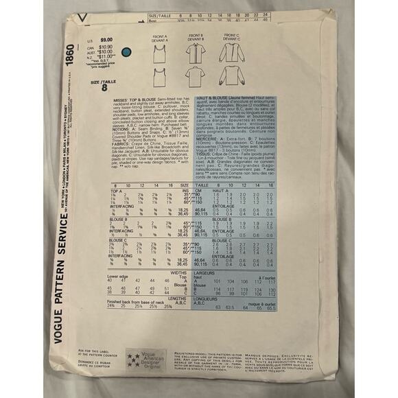 4 Vintage Sewing Patterns Vogue & Butterick Dresses Skirts Tops Jackets Bundle - Picture 7 of 9